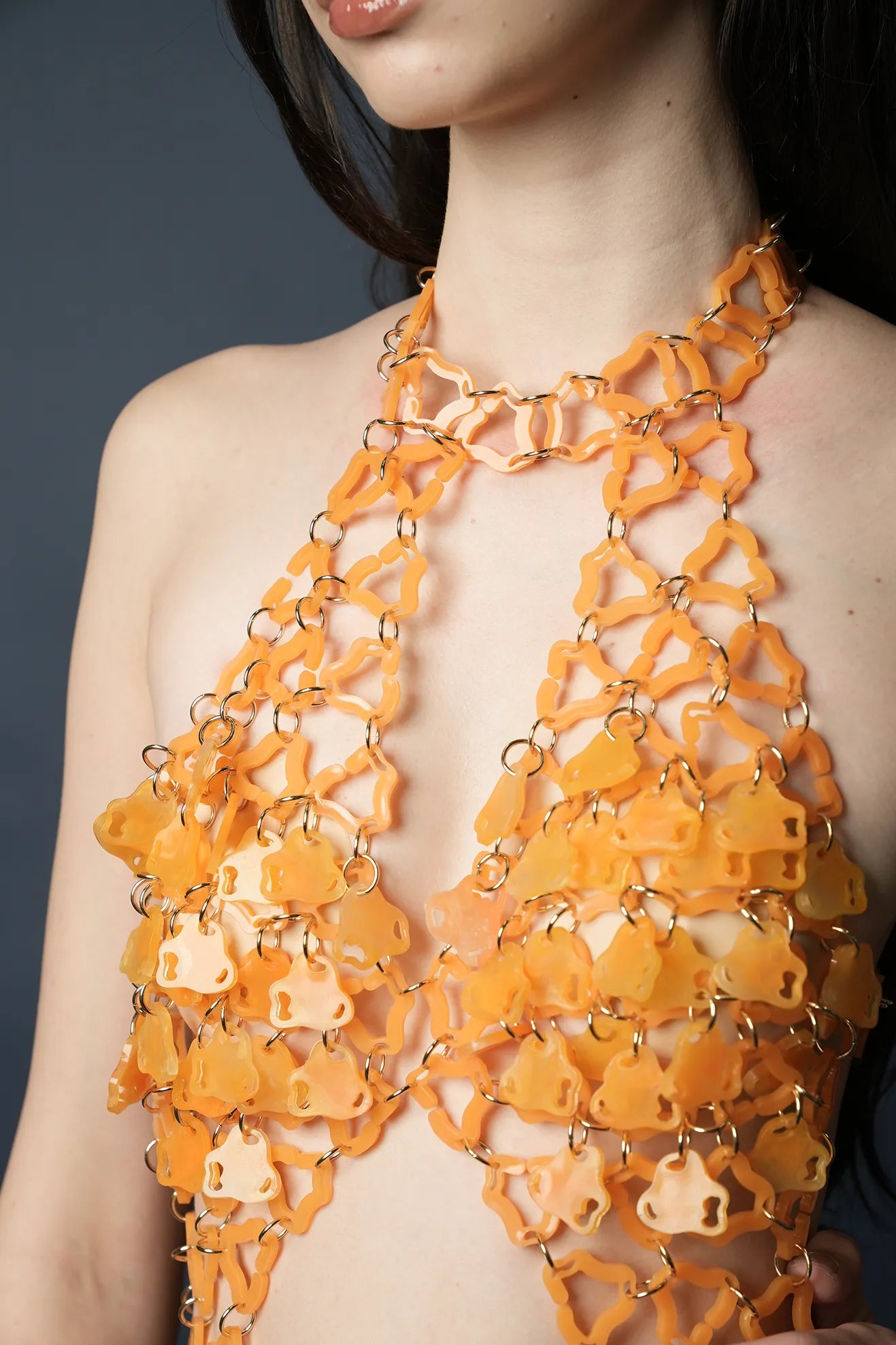 Aqua Halter-Strap Maxi Dress(Tangerine)