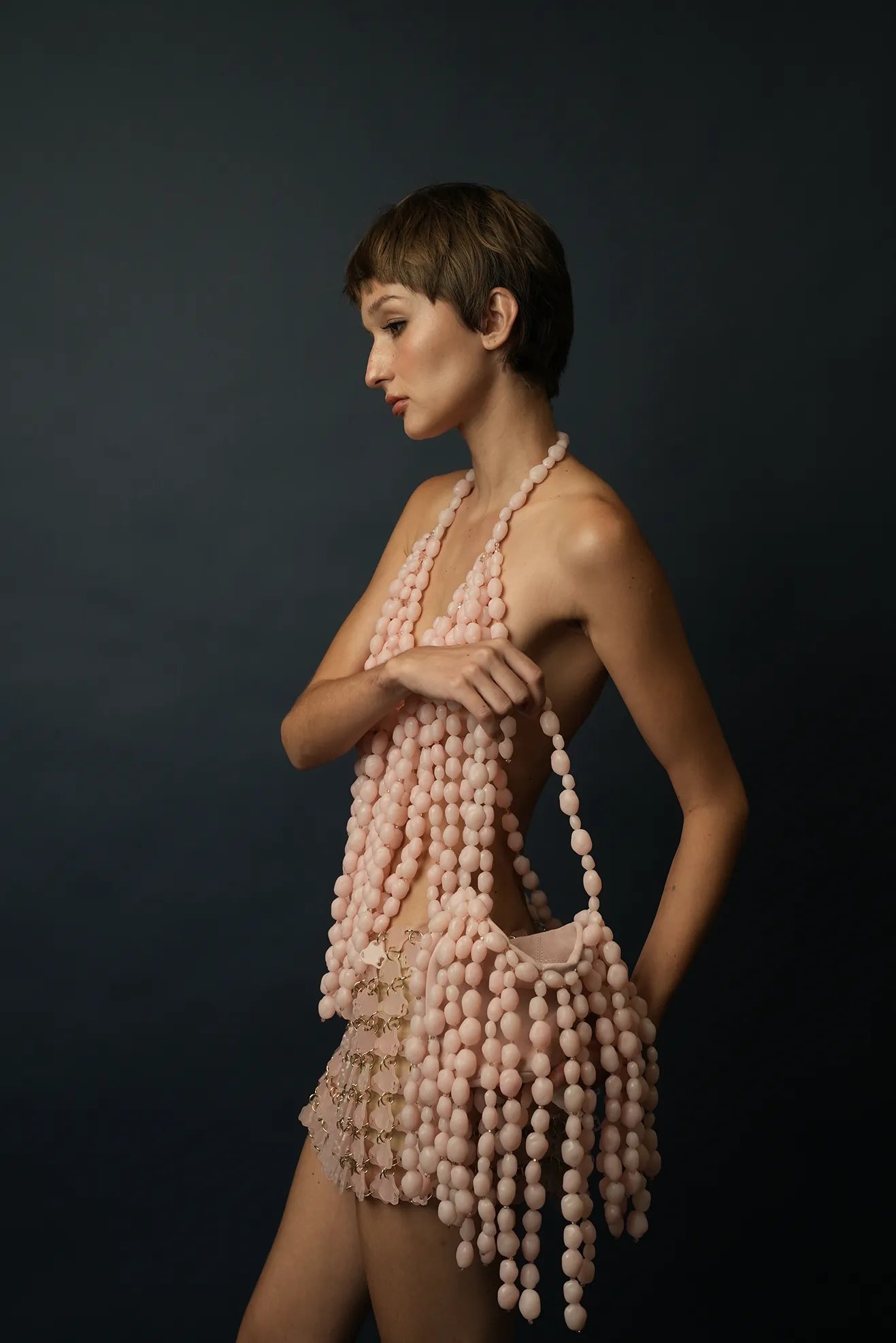 Halter Beaded Top (Pink)