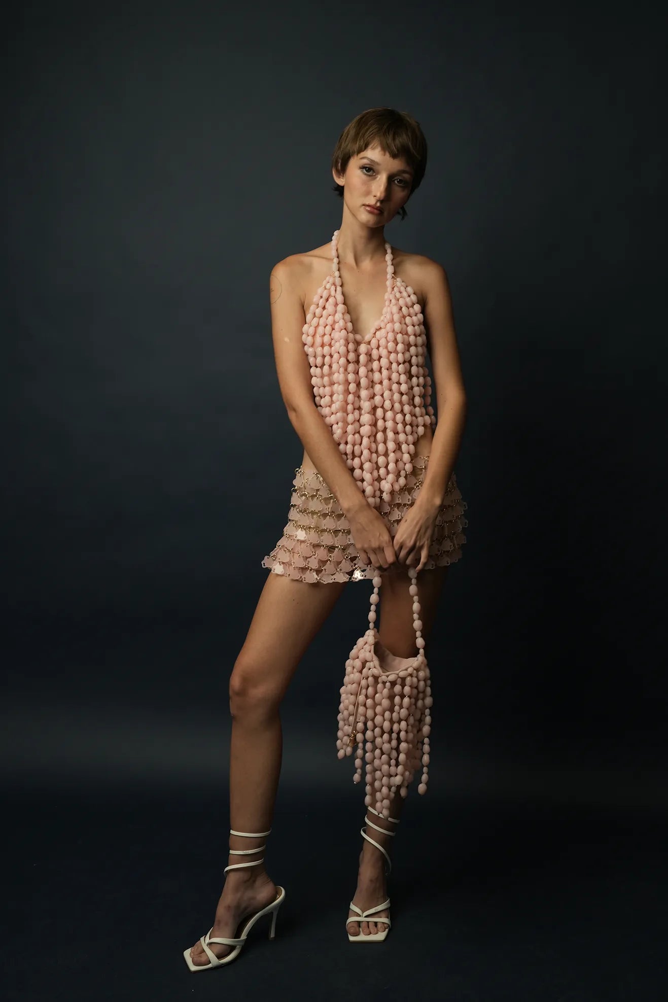 Halter Beaded Top (Pink)