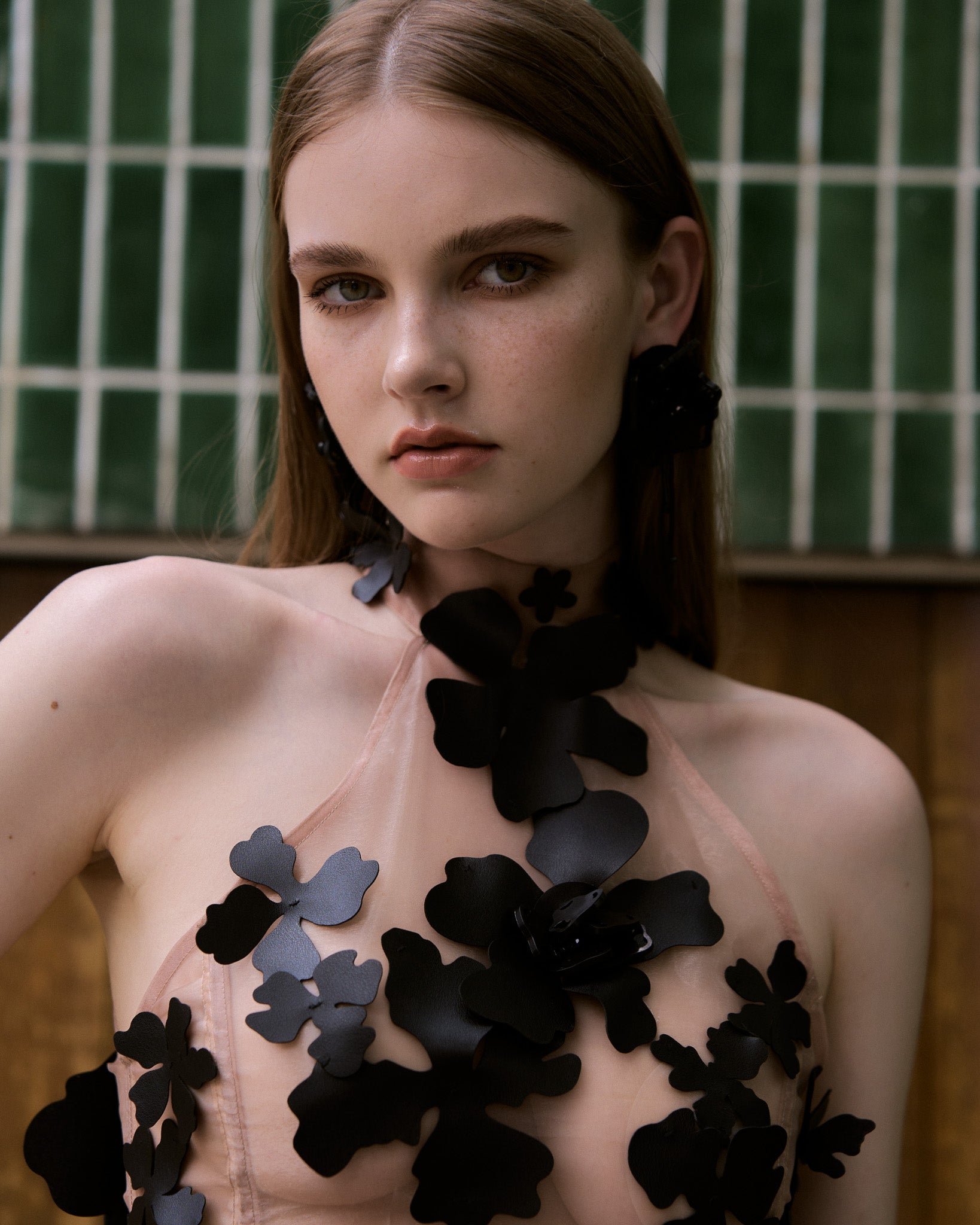 Halter Top Flowery(Black)
