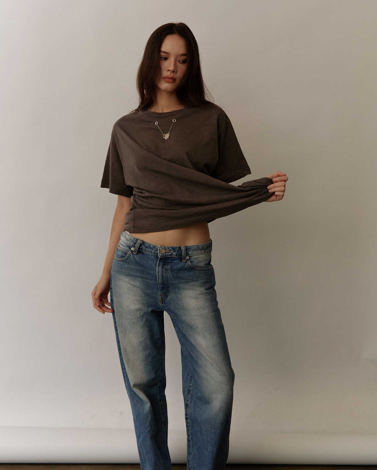 Pipatchara Silver Chain Tee - Grey