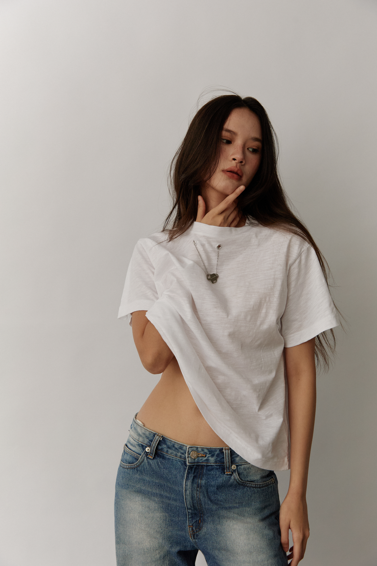 Pipatchara Silver Chain Tee - Off white