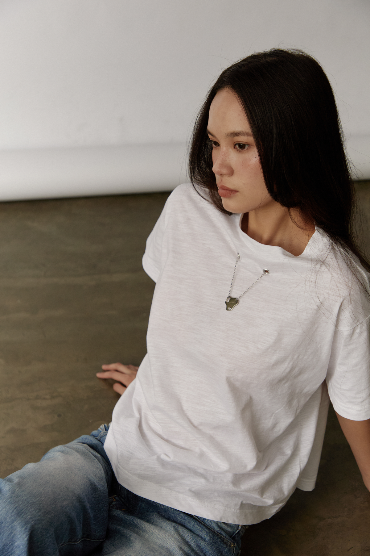 Pipatchara Silver Chain Tee - White