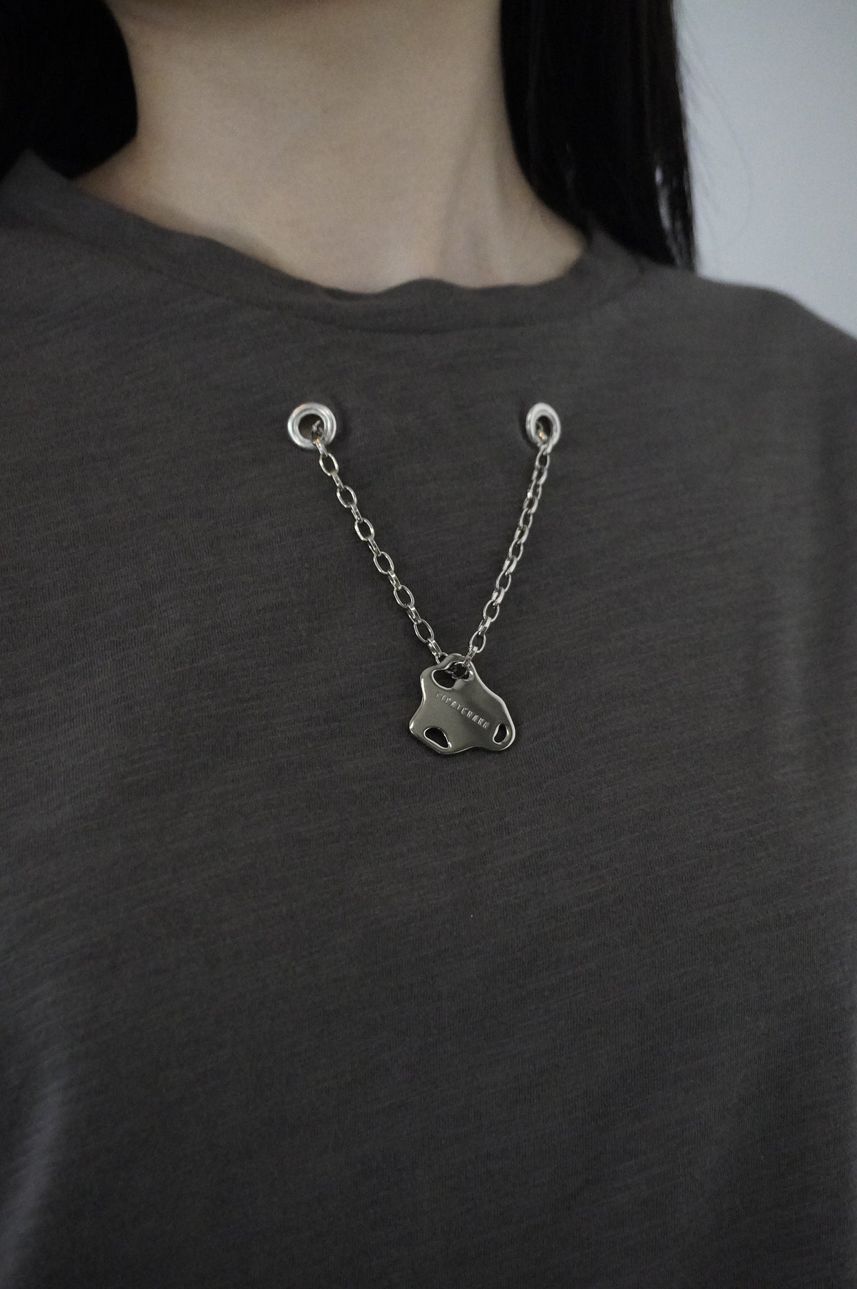 Pipatchara Silver Chain Tee - Grey (Size S-M)