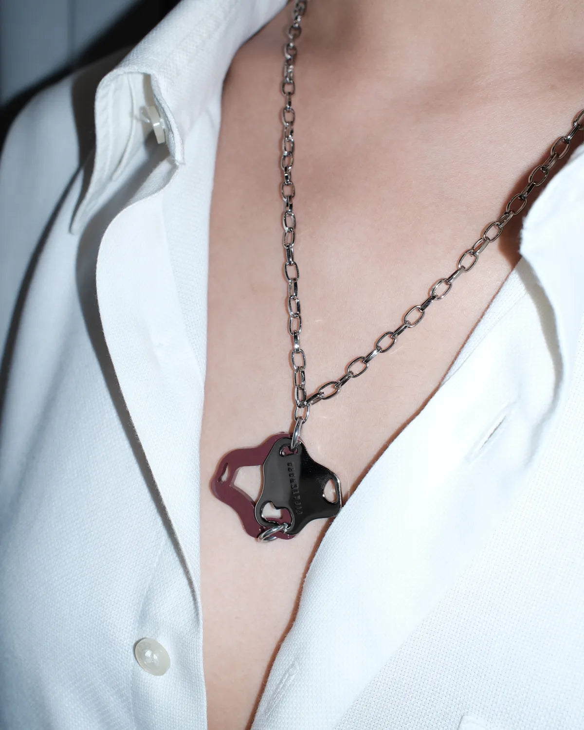 Aqua Necklace Silver (Burgundy)