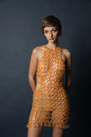 Aqua Cut-Out Waist Mini Dress(Tangerine)