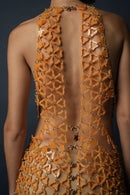 Aqua Cut-Out Waist Mini Dress(Tangerine)