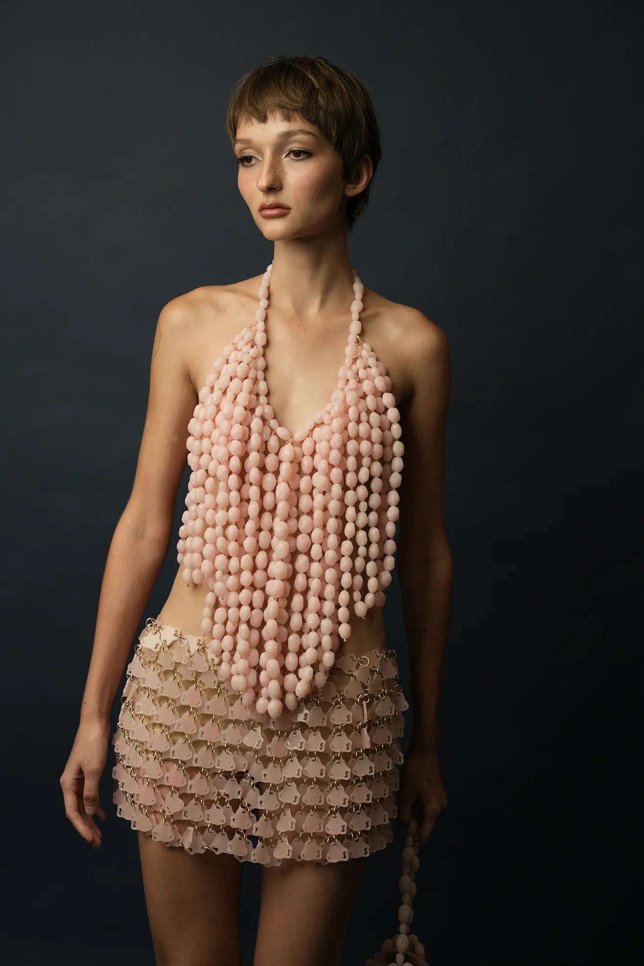 Halter Beaded Top (Pink)