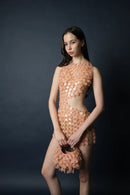 Aqua Half Cut-Out Mini Dress (Salmon)