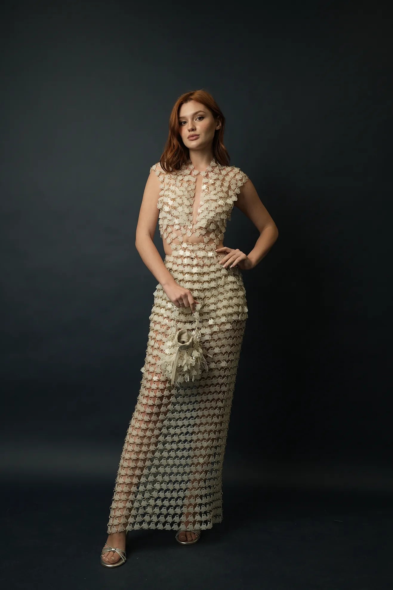 Infinitude Open-Front Maxi Dress (Clear White)