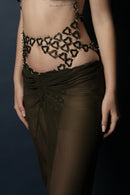 Aqua See Through Maxi Skirt(Dark Green)