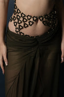 Aqua See Through Maxi Skirt(Dark Green)