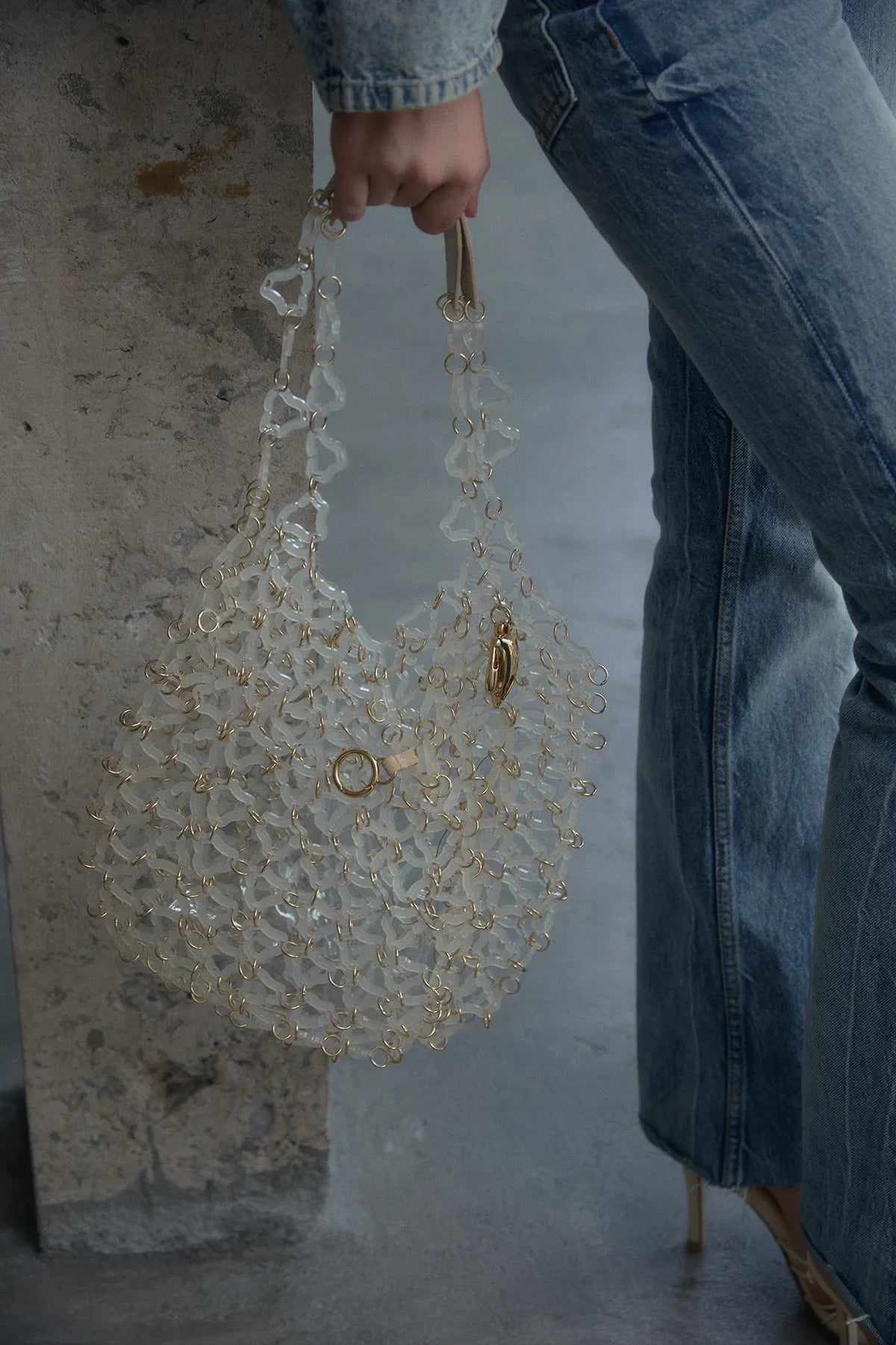 Aqua Transparent Tote Bag(Oat)