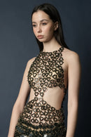 Aqua Turtle Neck Cut Out Top(Onyx)