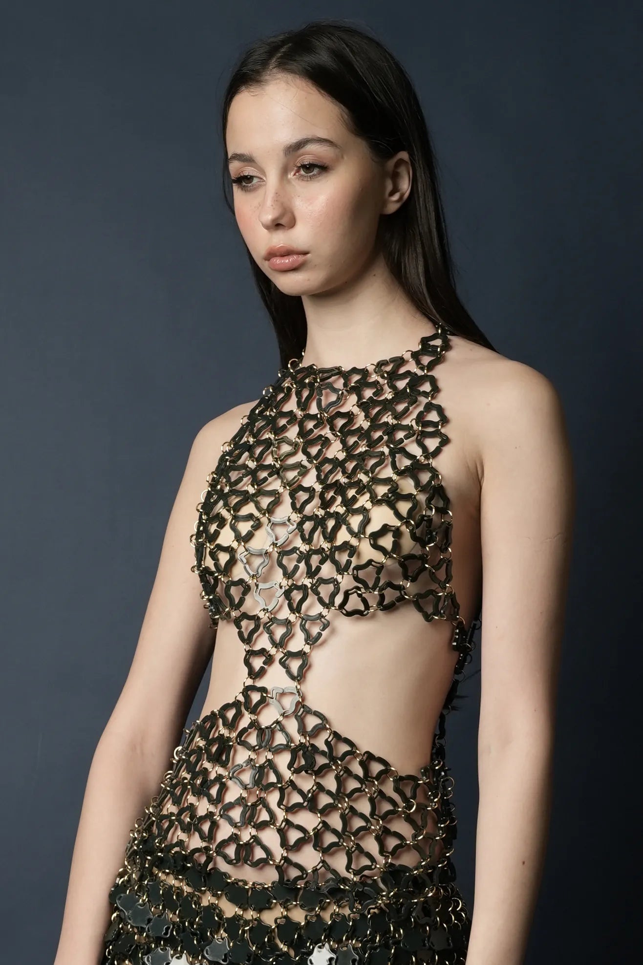 Aqua Turtle Neck Cut Out Top(Onyx)