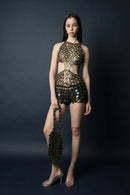 Aqua Turtle Neck Cut Out Top(Onyx)
