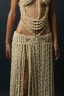 Athena Beaded Maxi Skirt(White)