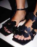 Hazel Open Toe Flat Sandal Flowery(10mm)(Hematite)