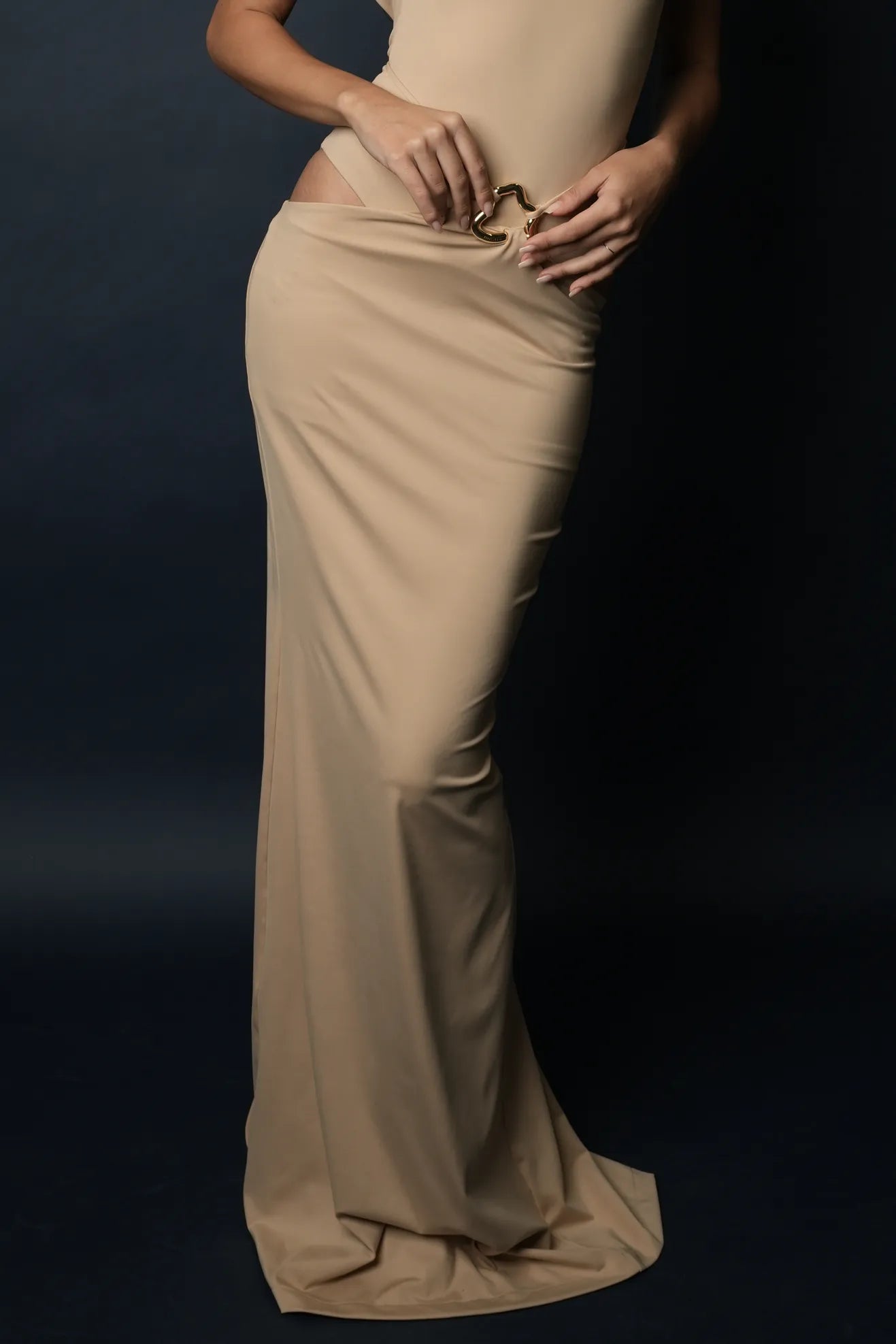 Swimwear Gold Maxi Skirt(Nude)