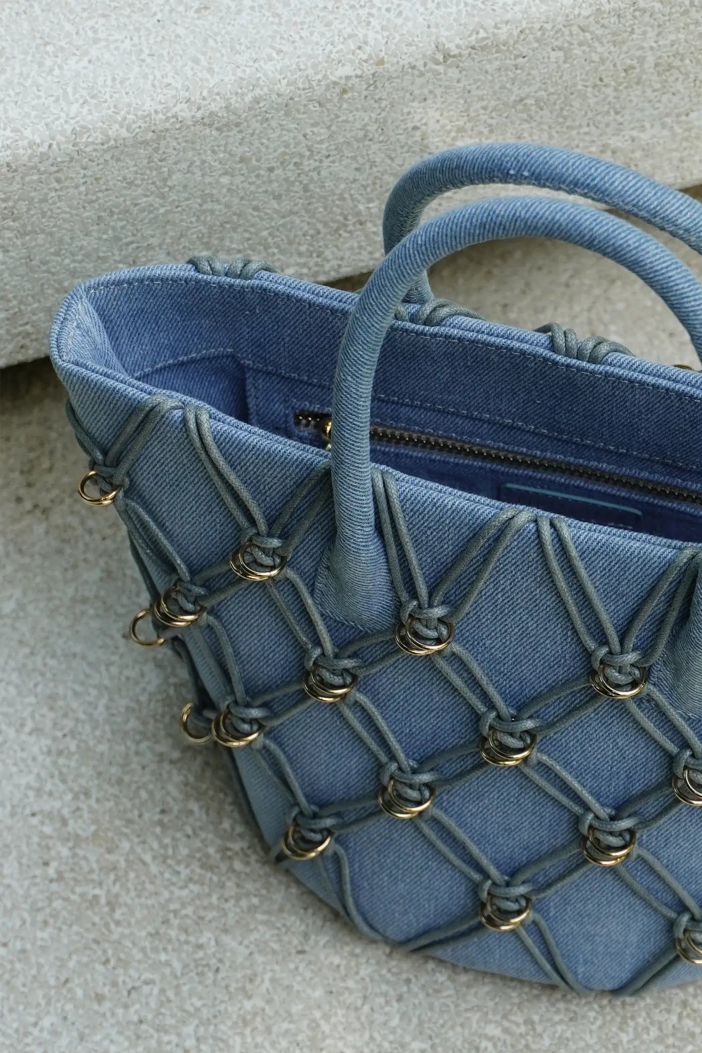 Thea Basket Bag(Denim, Mini)