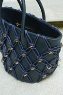 Thea Basket Bag(Navy , Mini)