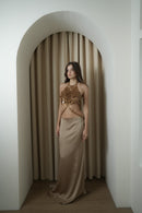 Halter Cropped Crossed Waist Top(Zircon)