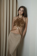 Halter Cropped Crossed Waist Top(Zircon)