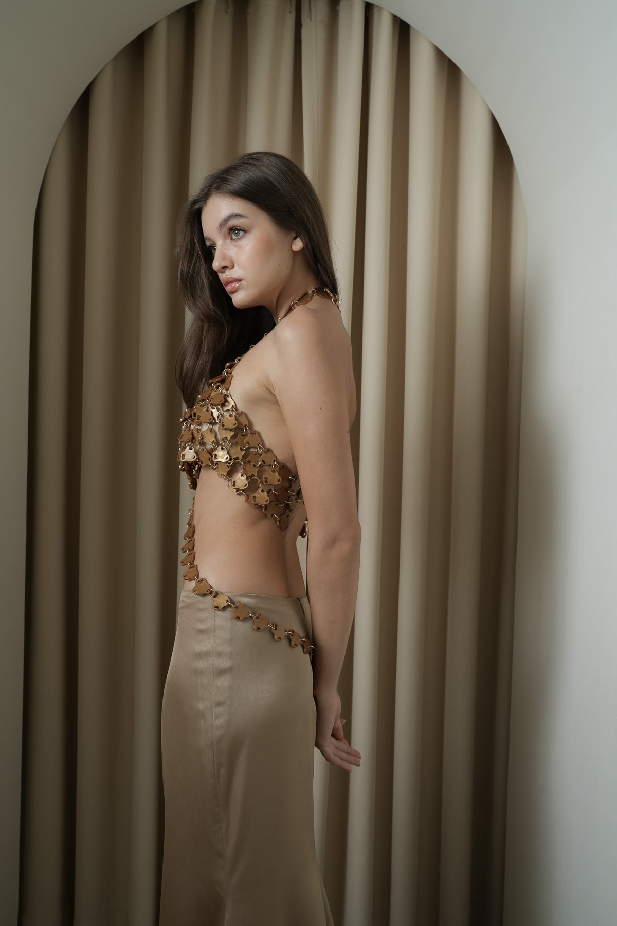 Halter Cropped Crossed Waist Top(Zircon)